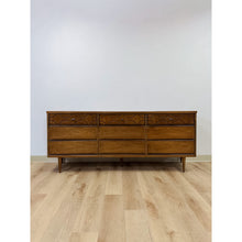 Load image into Gallery viewer, Vintage MCM Bassett Style Nine Drawer Dresser with Wood Inlays Collectable Retro