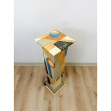 Load image into Gallery viewer, Vintage Postmodern Art Deco Hand Painted Pedestal Hidden Storage Cubist Column
