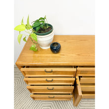 Load image into Gallery viewer, Broyhill Dresser with Burlwood Inlay 12-Drawer Vintage MCM Dresser Brass Handles