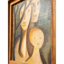 Load image into Gallery viewer, Brutalist Figurative Oil Painting Signed Simon 1970 Postmodern Figures Art
