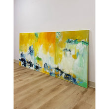 Load image into Gallery viewer, Set of 3 Modern Abstract Paintings Yellow Green Blue Wall Art Acrylic on Canvas