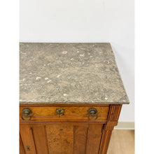 Load image into Gallery viewer, Antique French Provincial Marble Burlwood Buffet 2 Drawer Locking Cabinet