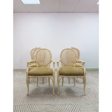 Load image into Gallery viewer, Set of 6 Vintage Cane Dining Chairs Coastal Chic w/ Captains Chairs Hollywood