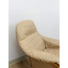 Load image into Gallery viewer, Danish Made Tan Leather Cantilever Armchair Vintage MCM Natural Wood Accent
