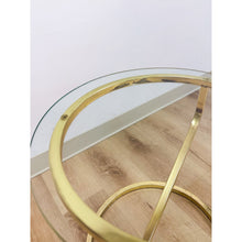Load image into Gallery viewer, Round Brass Angular End Table Milo Baughman Style Postmodern Vintage MCM