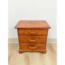 Load image into Gallery viewer, Vintage Mini Dresser Tiger Engraved Top Three Drawer Transitional Primitive