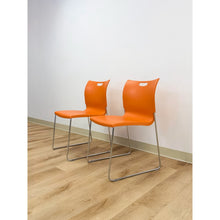Load image into Gallery viewer, Pair of Orange Plastic and Chrome MCM Retro Style Accent Chairs