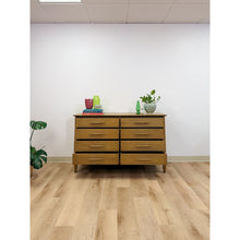 Load image into Gallery viewer, Vintage Davis Furniture MCM Atomic 8 Drawer Dresser With Wood Pulls Clean Lines