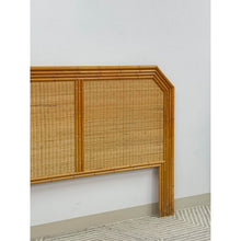Load image into Gallery viewer, Vintage Bamboo Wicker Queen Headboard Coastal Hollywood Regency MCM
