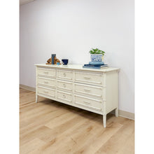 Load image into Gallery viewer, Vintage Thomasville Paoletti Faux Bamboo 9 Drawer Dresser White Hollywood Regency