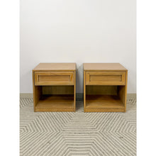 Load image into Gallery viewer, Thomasville Blonde Oak Nightstand Pair Vintage Drawers Storage 22" Wide