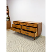 Load image into Gallery viewer, Heritage MCM Lowboy 7-Drawer Dresser Unique Brass Pulls Vintage Long Dresser