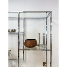 Load image into Gallery viewer, Rare Milo Baughman Style Chrome Glass Etagere Display Shelf Vintage MCM Shelving