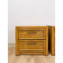 Load image into Gallery viewer, Lea Furniture Faux Bamboo Nightstand Pair Vintage Coastal Hollywood Regency