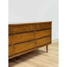Load image into Gallery viewer, Vintage MCM Bassett Style Nine Drawer Dresser with Wood Inlays Collectable Retro