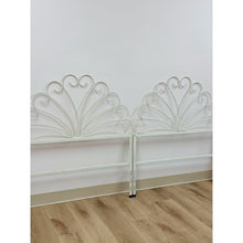 Load image into Gallery viewer, Pair of White Wrought Iron Twin Headboards French Country Farmhouse Whimsical