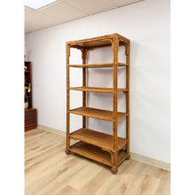 Load image into Gallery viewer, Vintage Coastal Hollywood Regency Tortoise Bamboo Shelf, Wicker Shelving