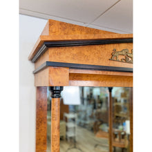 Load image into Gallery viewer, Vintage Faux Burlwood Traditional Entry Console Mirror 4-Drawer Brass Cabinet
