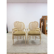Load image into Gallery viewer, Set of 6 Vintage Cane Dining Chairs Coastal Chic w/ Captains Chairs Hollywood