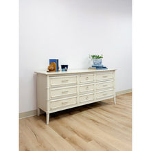 Load image into Gallery viewer, Vintage Thomasville Paoletti Faux Bamboo 9 Drawer Dresser White Hollywood Regency