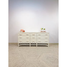 Load image into Gallery viewer, Vintage White Rattan 9-Drawer Dresser Old Florida Ficks Reed Style MCM Coastal