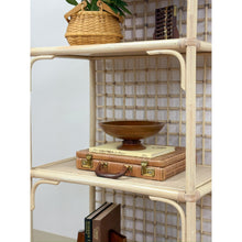 Load image into Gallery viewer, Vintage Arched Blonde Rattan Lattice Etagere Coastal Boho Hollywood Regency