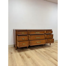 Load image into Gallery viewer, Vintage Dresser Drexel Transitional MCM Nine Drawer Lowboy Brass Handles