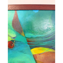 Load image into Gallery viewer, Framed Original Abstract Acrylic Painting Teal Green Still Life Art, Wood frame