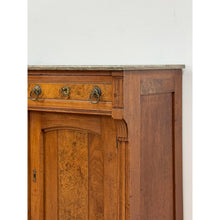 Load image into Gallery viewer, Antique French Provincial Marble Burlwood Buffet 2 Drawer Locking Cabinet
