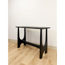 Load image into Gallery viewer, West Elm Solid Black Wood Entry Table Modern MCM Organic Sofa Table