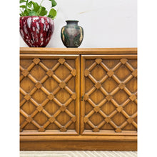 Load image into Gallery viewer, Drexel Collage MCM Low Console Lattice Door Faces Vintage Credenza Finished Back