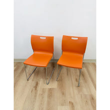 Load image into Gallery viewer, Pair of Orange Plastic and Chrome MCM Retro Style Accent Chairs
