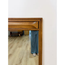 Load image into Gallery viewer, Vintage MCM Walnut Wood Mirror, Bowtie Detail Rectangle Wall Mirror Mid Century