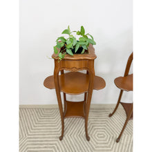 Load image into Gallery viewer, French Provincial Planter Box Stand Side Table Copper Tray Vintage Pair