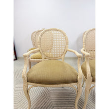 Load image into Gallery viewer, Set of 6 Vintage Cane Dining Chairs Coastal Chic w/ Captains Chairs Hollywood