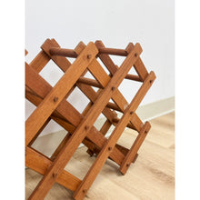 Load image into Gallery viewer, Collapsible Teak Ten Bottle Wine Rack Vintage MCM Danish Modern Bar Piece