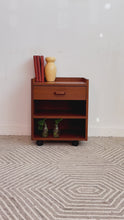 Load and play video in Gallery viewer, Danish Teak Rolling Side Table