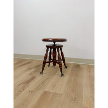 Load image into Gallery viewer, Vintage Victorian Adjustable Piano Stool Brass Claw Ball Feet Turned Wood
