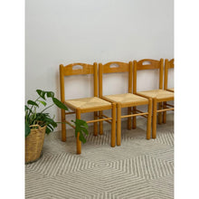 Load image into Gallery viewer, Hank Lowenstein Style Blonde Rush Seat Dining Chair Set of Four MCM
