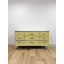 Load image into Gallery viewer, Coastal Henry Link Bali Hai Green Faux Bamboo 9 Drawer Dresser Hollywood Regency
