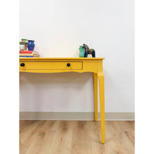 Load image into Gallery viewer, Contemporary Yellow Desk Black Knobs Finished Back Home Office Bold Statement
