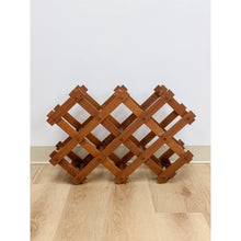 Load image into Gallery viewer, Collapsible Teak Ten Bottle Wine Rack Vintage MCM Danish Modern Bar Piece
