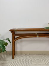 Load image into Gallery viewer, Mid Century Wood and Brass Console Table
