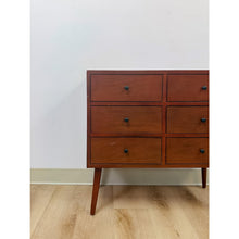 Load image into Gallery viewer, MCM Style Six Drawer Chest Brown Wood Petite Storage for Entryway or Sofa

