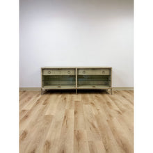 Load image into Gallery viewer, Modern American Drew Corsica Painted Gray Console Credenza Glass Doors Coastal
