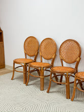 Load image into Gallery viewer, Set of 4 Rattan and Cane Dining Chairs
