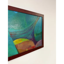 Load image into Gallery viewer, Framed Original Abstract Acrylic Painting Teal Green Still Life Art, Wood frame
