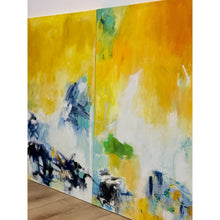 Load image into Gallery viewer, Set of 3 Modern Abstract Paintings Yellow Green Blue Wall Art Acrylic on Canvas
