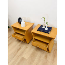 Load image into Gallery viewer, Unique Curved Hourglass Double Sided Nightstand Pair Vintage Accent
