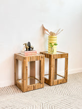 Load image into Gallery viewer, Pair of Bamboo Mirrored End Tables
